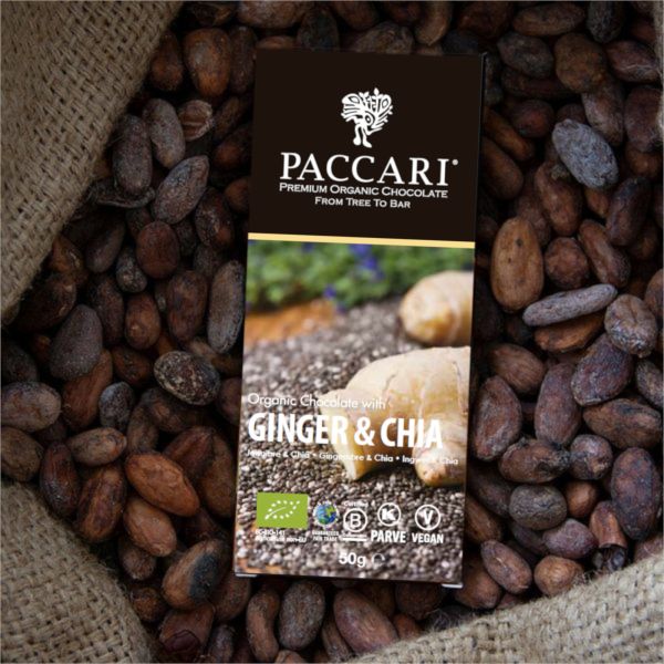 PACCARI Bio Schokolade Ingwer & Chia, 60% Kakao 50g